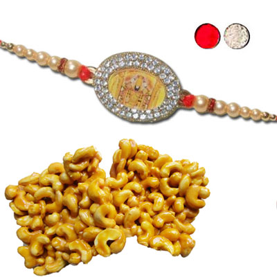 "Rakhi - FR- 8550 A (Single Rakhi), 250gms of KajuPakam Sweet - Click here to View more details about this Product